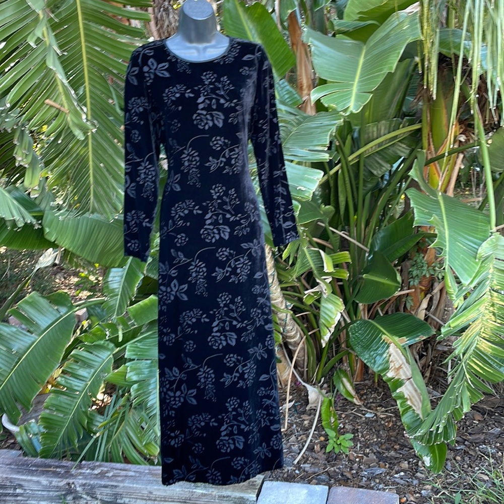 Velvet burn out silk maxi dress